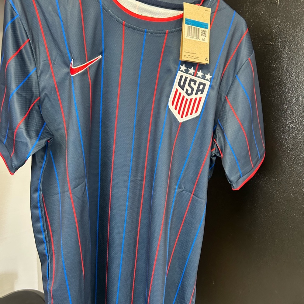 Nike USA Navy Blue Jersey with Red & Royal Pinstripes